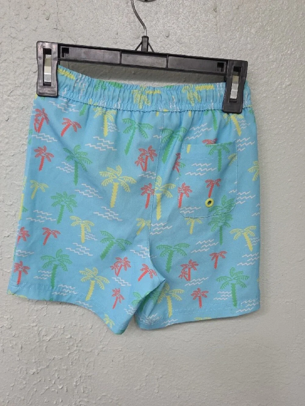 wonder nation Light Blue Palm Tree Swim Trunks with Yellow Drawstring
